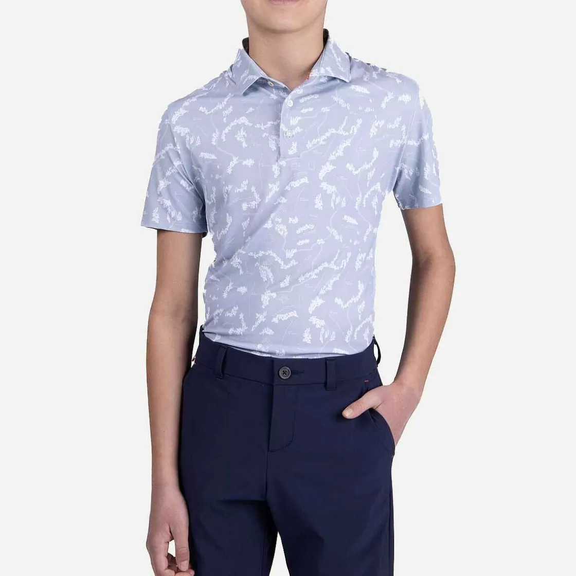 KJUS Boys' Golfer Polo S/S Blue Fog/White Hot