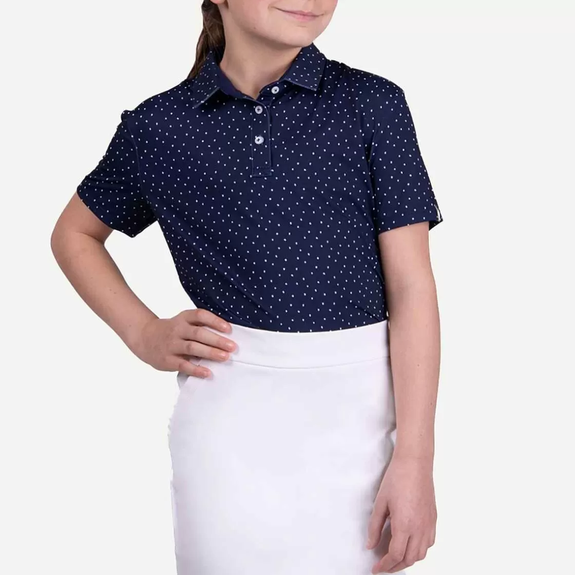 KJUS Girls' Printed Polo S/S Atlanta Blue/White Best Sale