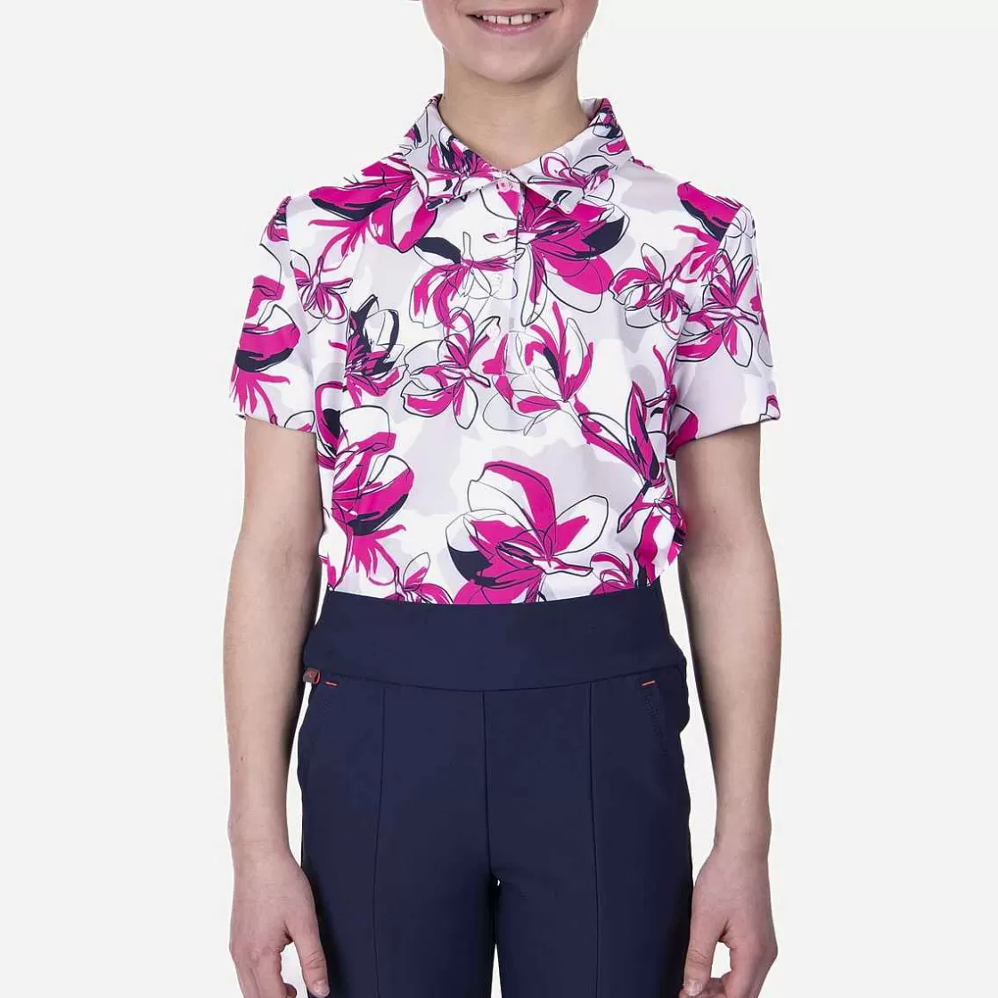 KJUS Girls' Printed Polo S/S Magenta/Alloy Cheap