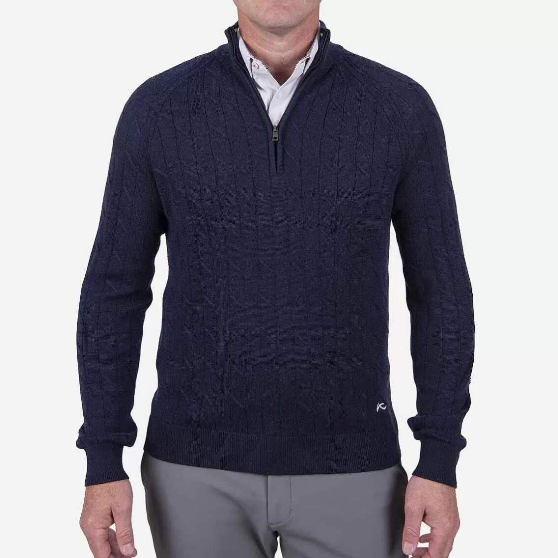 KJUS Men'S Cashmere Luxe Half-Zip Atlanta Blue Melange Store