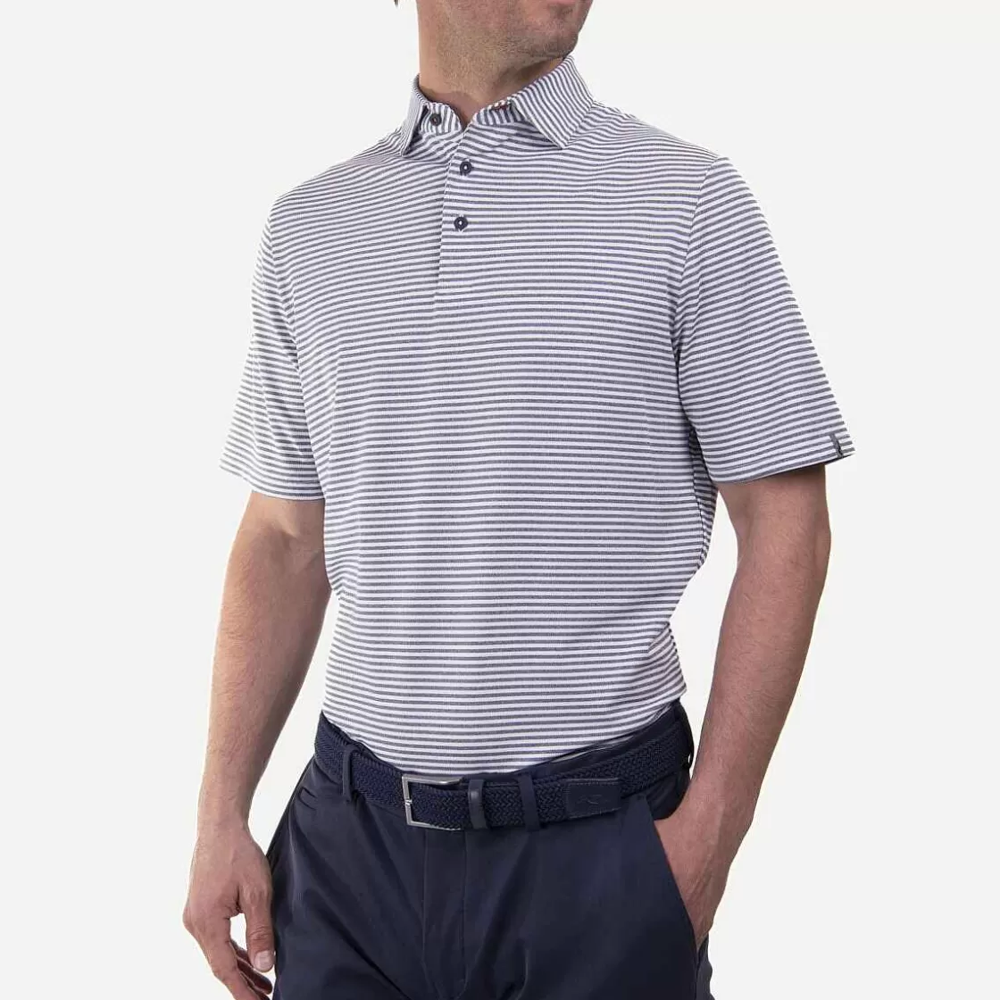 KJUS Men'S Lee Stripe Polo S/S Atlanta Blue/White New