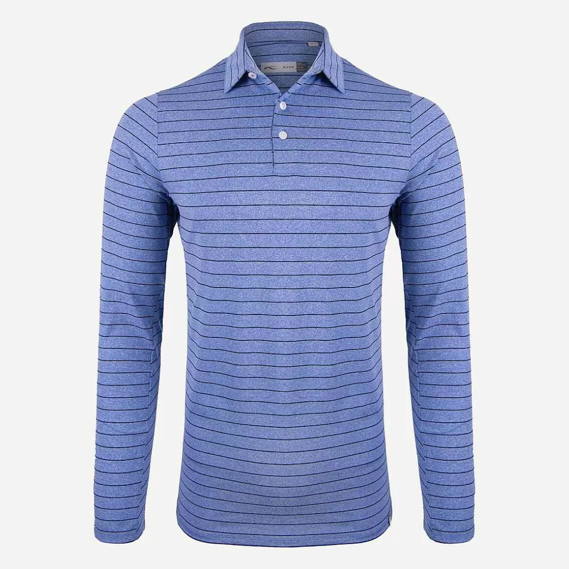 KJUS Men'S Soren Melange Stripe Polo L/S Bright Blue/Atlanta Blue Sale