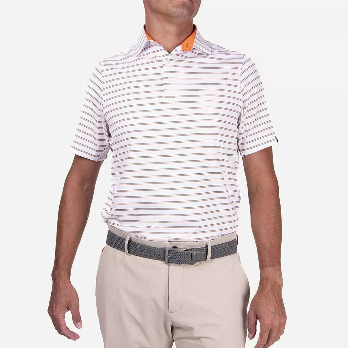 KJUS Men'S Soren Multi Stripe Polo S/S White/Kjus Orange Flash Sale