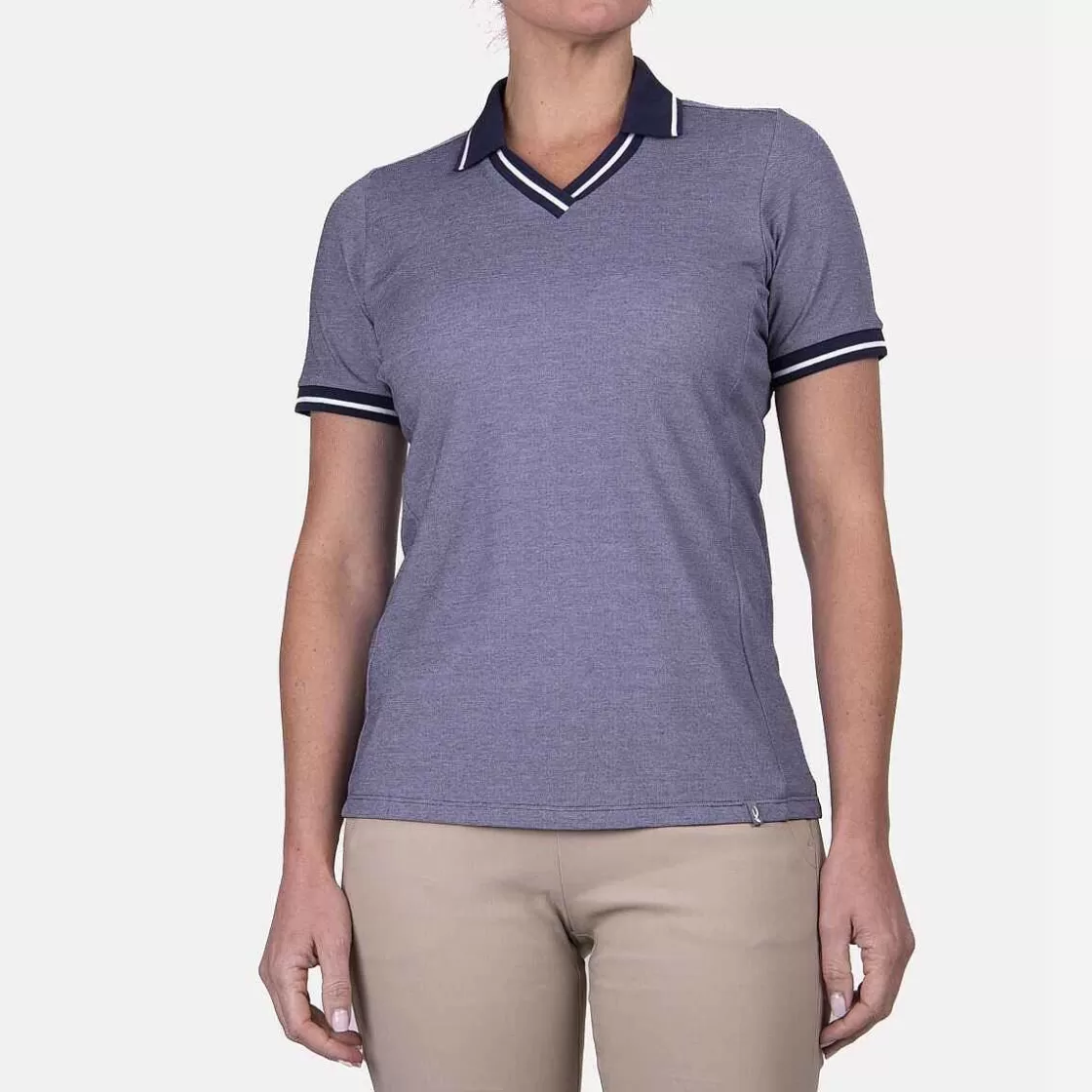 KJUS Women'S Bailey V-Neck Polo S/S Atlanta Blue New