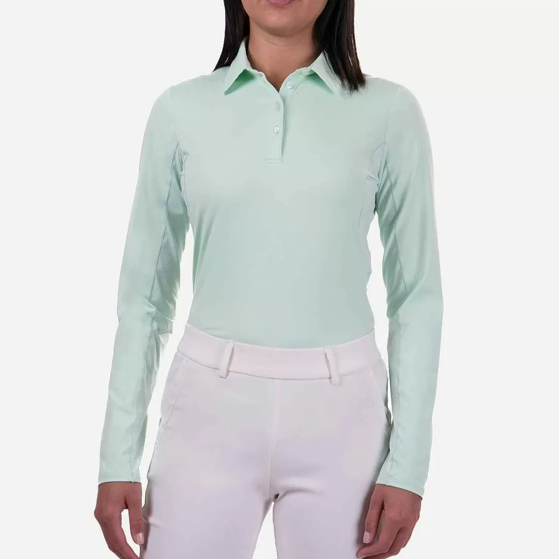 KJUS Women'S Elena Cooling Polo L/S Cucumber Ice Store