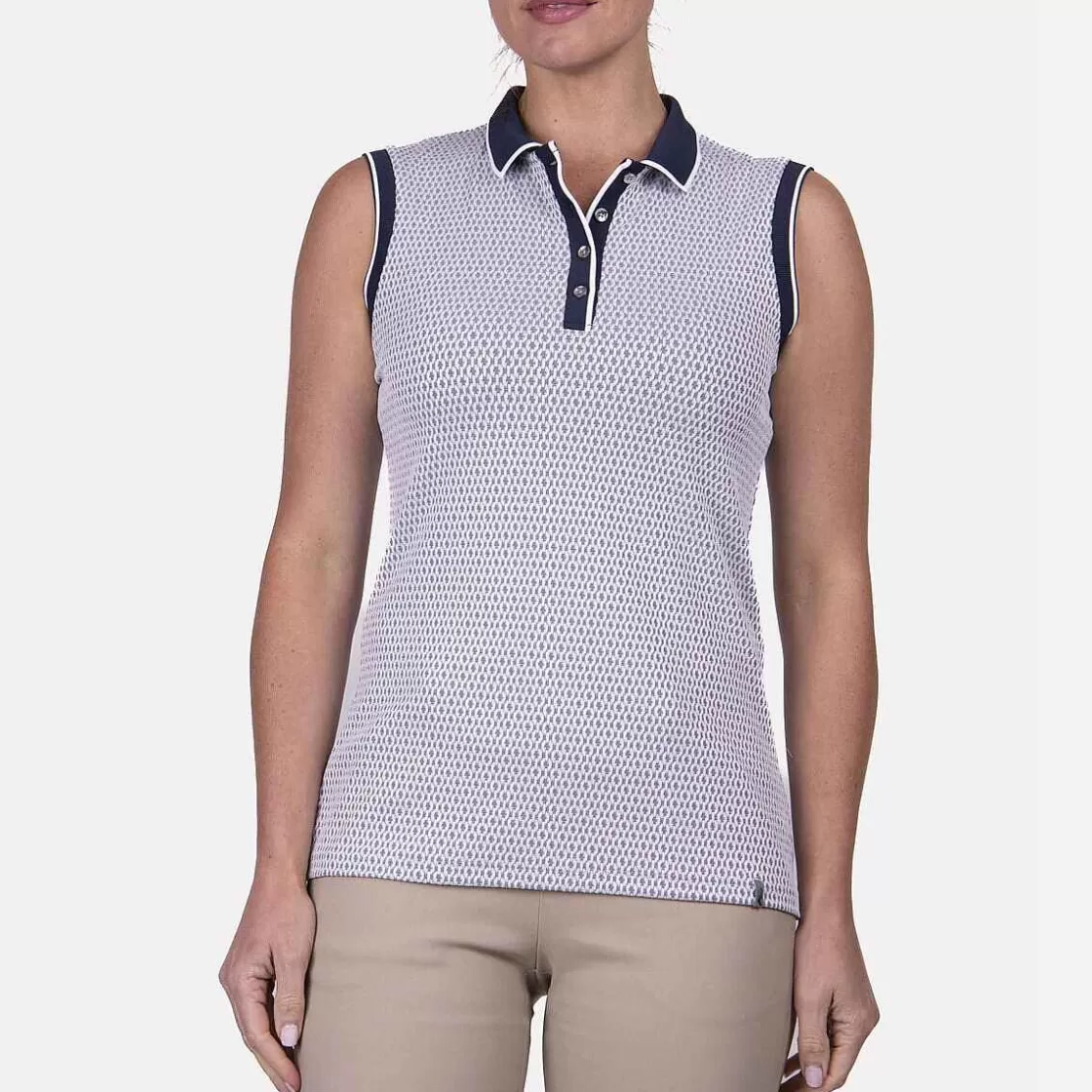 KJUS Women'S Ella Structure Polo S/L White/Atlanta Blue Sale