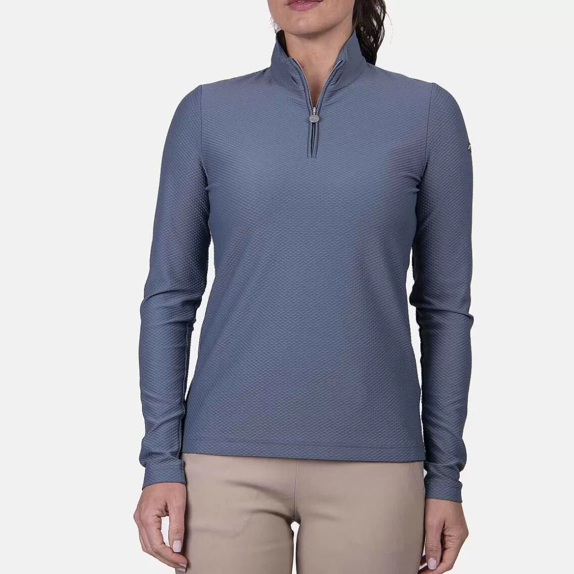 KJUS Women'S Seoul Midlayer Half-Zip Steel Blue Discount