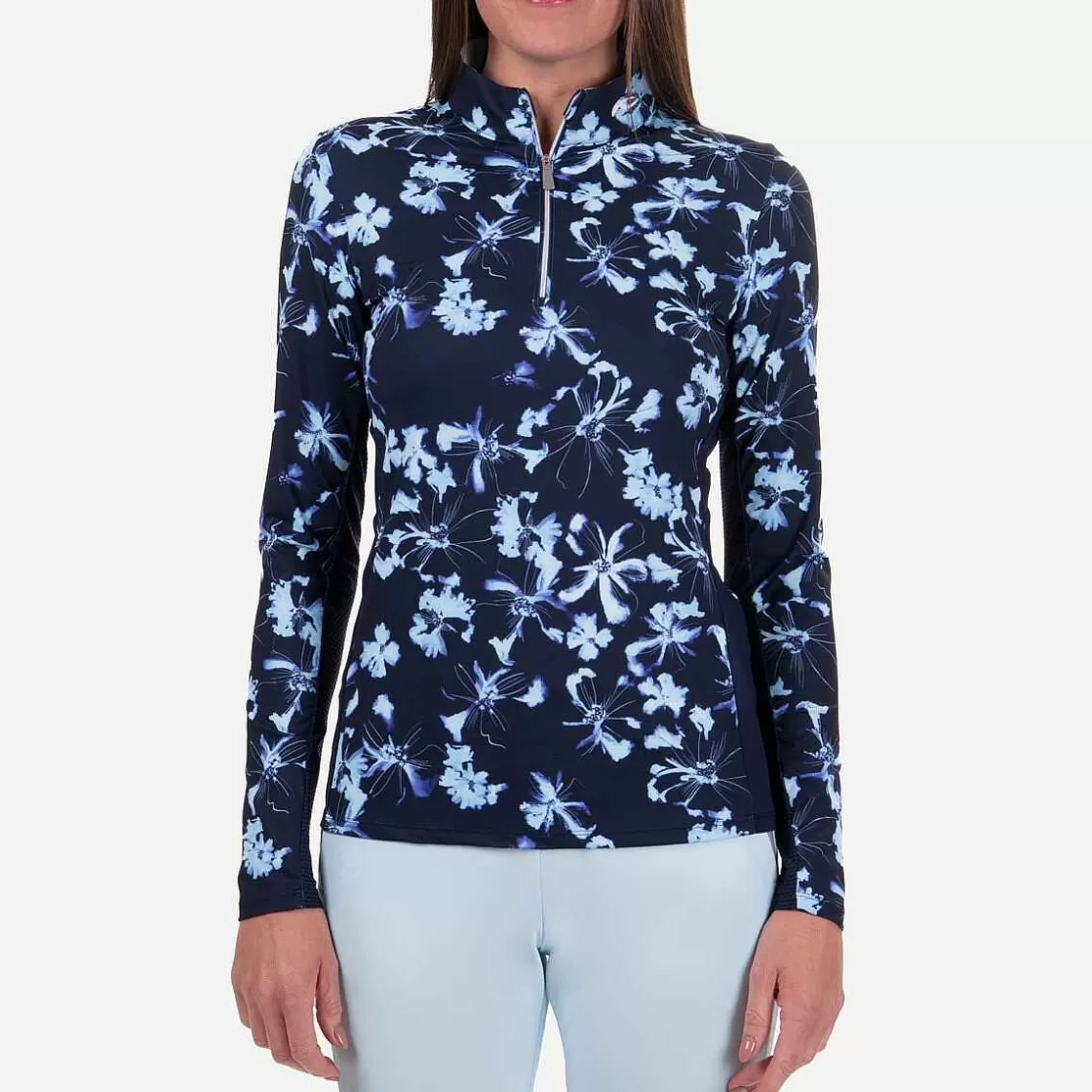 KJUS Women'S Sunshine Printed Half-Zip Icy Blue/Atlanta Blue Best Sale